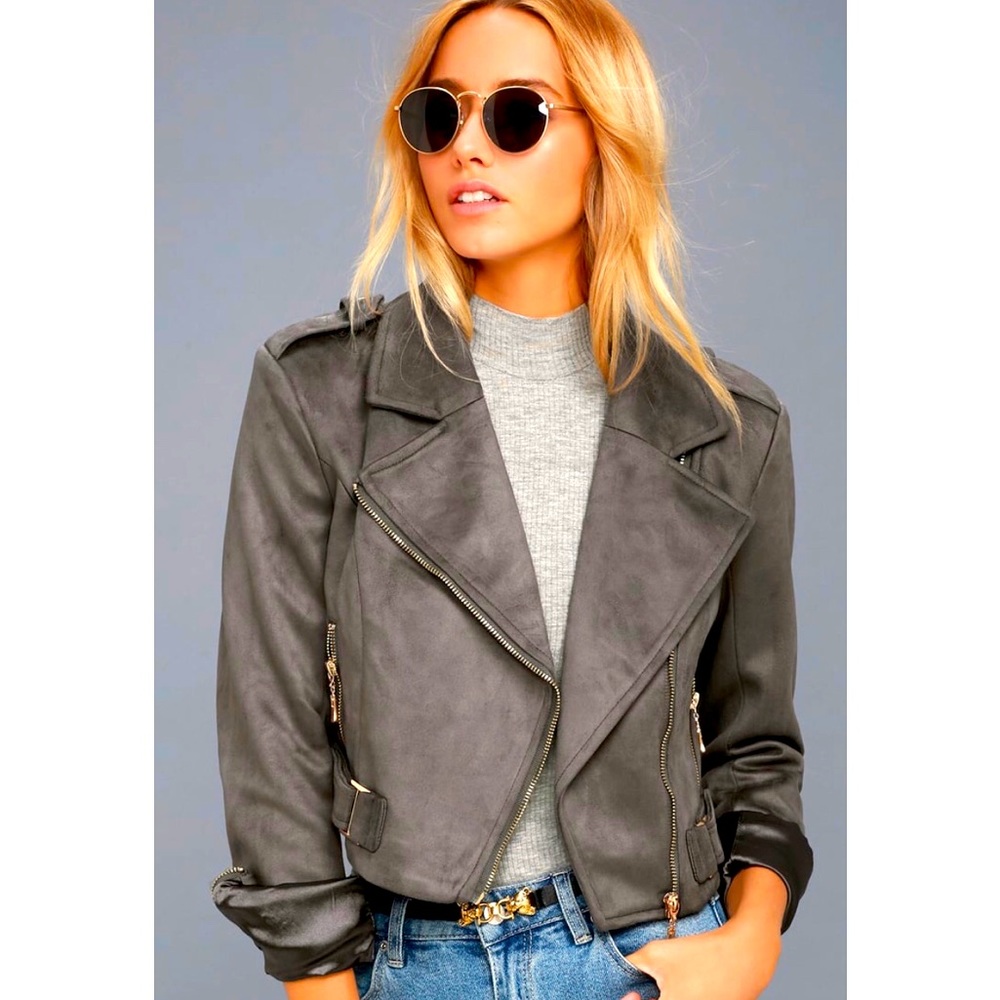 Moto Jacket Romeo and Juliet Couture Grey Size Medium NWT